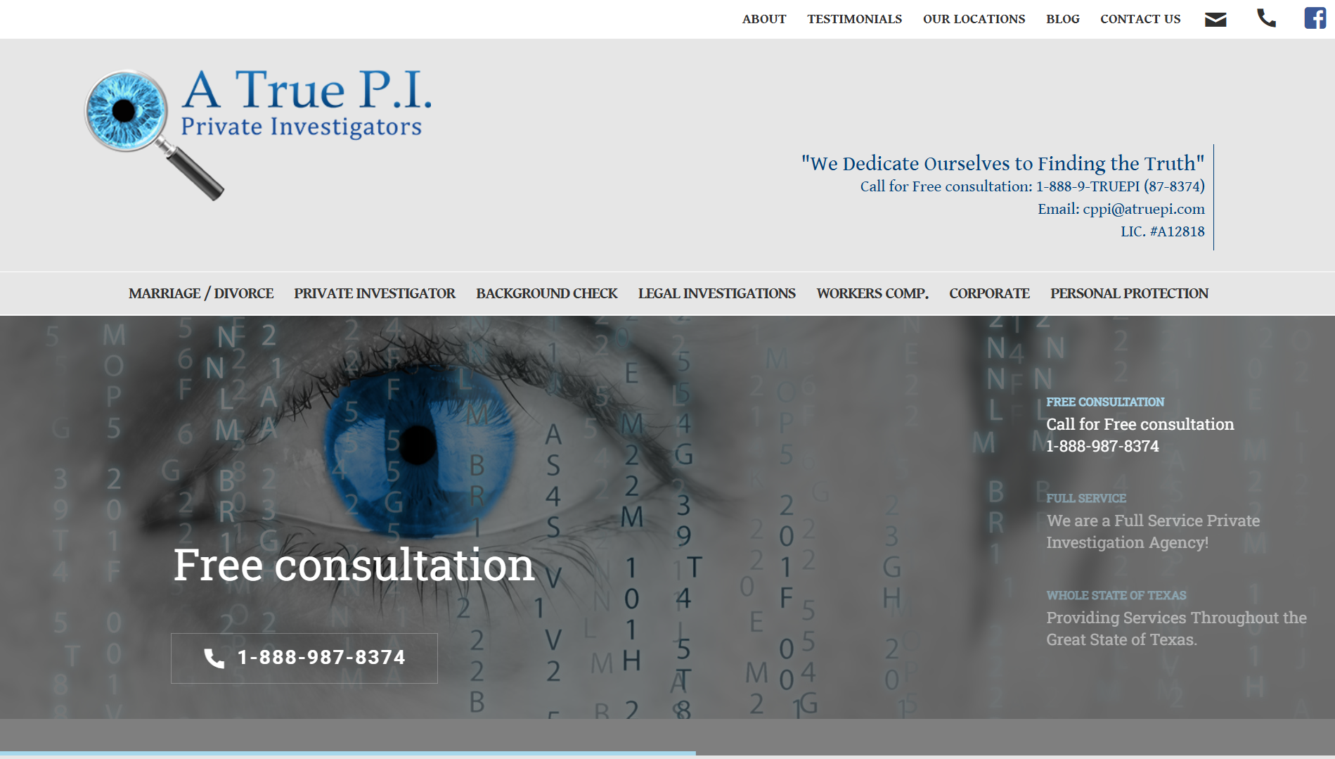 A True P.I. — original homepage