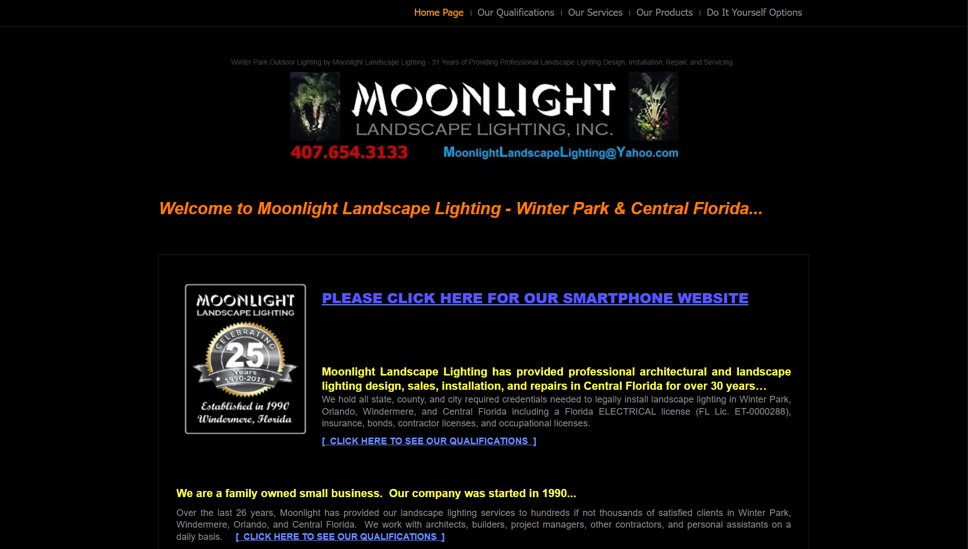 Moonlight Landscape Lighting — original homepage